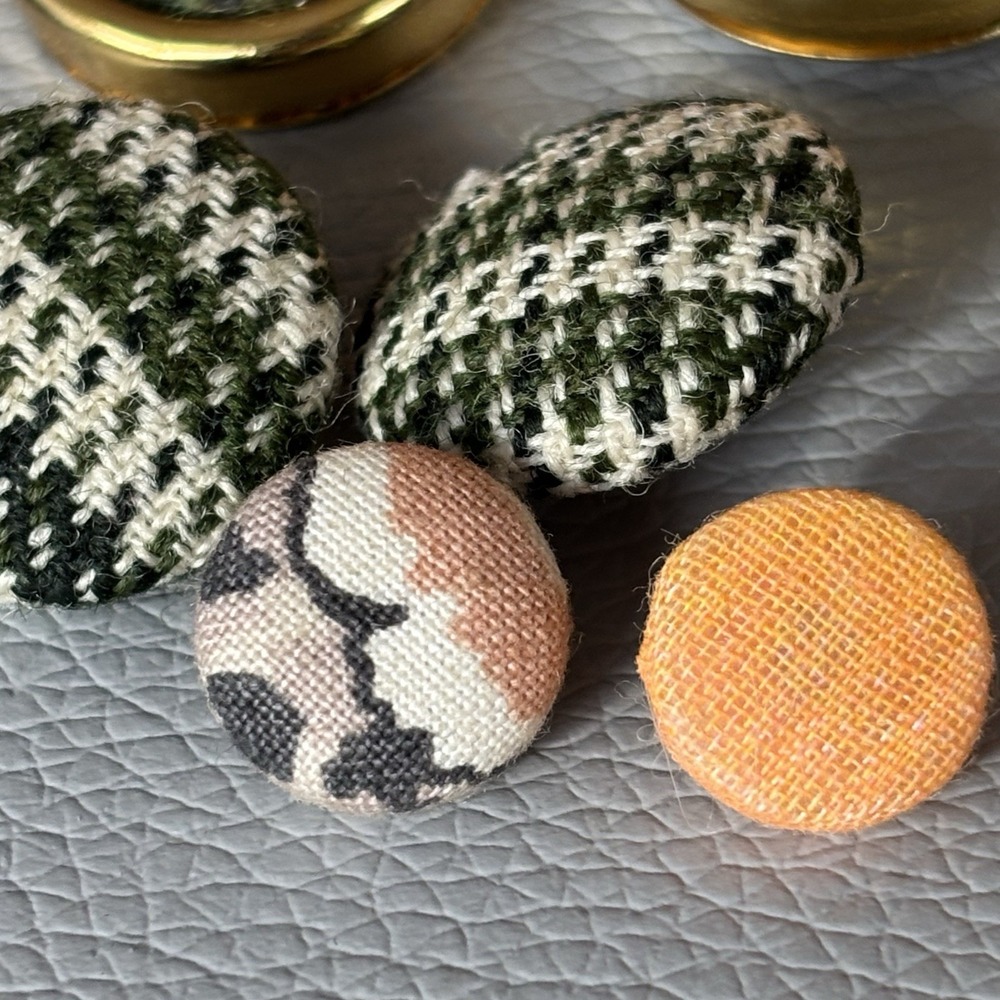 Vintage Fabric Covered Button Lot 1930s–50s Wool Tweed Satin & Thread Wrapped - Picture 9 of 16